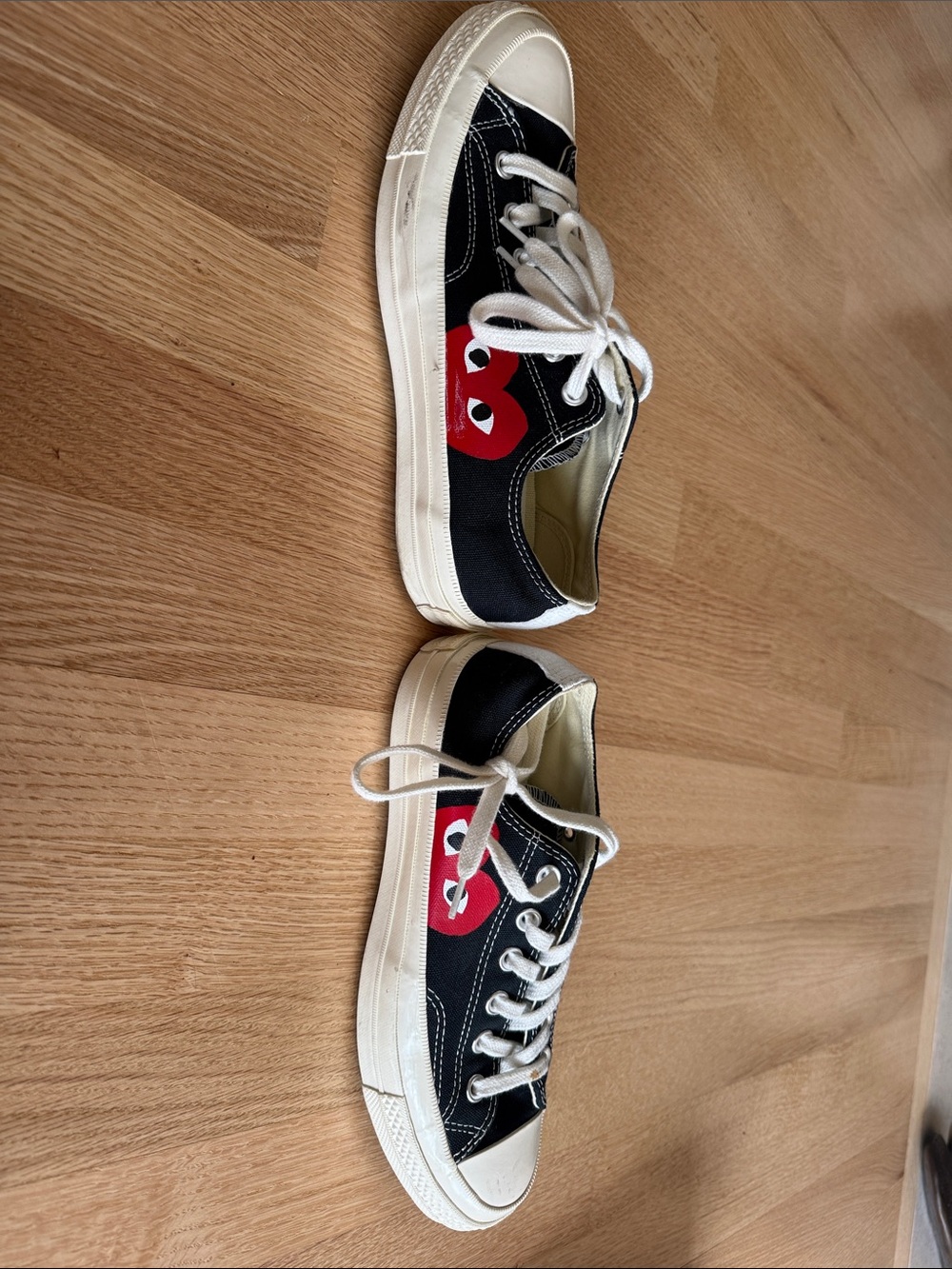 Black and Red Kids Canvas Sneakers with Heart Detail
